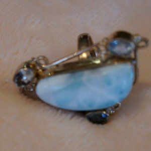 Silver Larimar gemstone ring